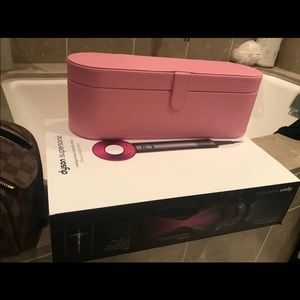 Dyson hair dryer+pink leather travel case